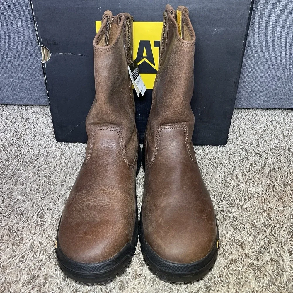 Caterpillar Drawbar Pull-On Steel Toe Work Boots Men's Size 11.5 Brown NEW